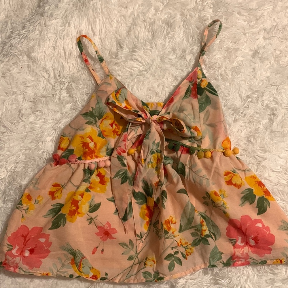 America & Beyond, Size M, Pink Floral Tank Top
